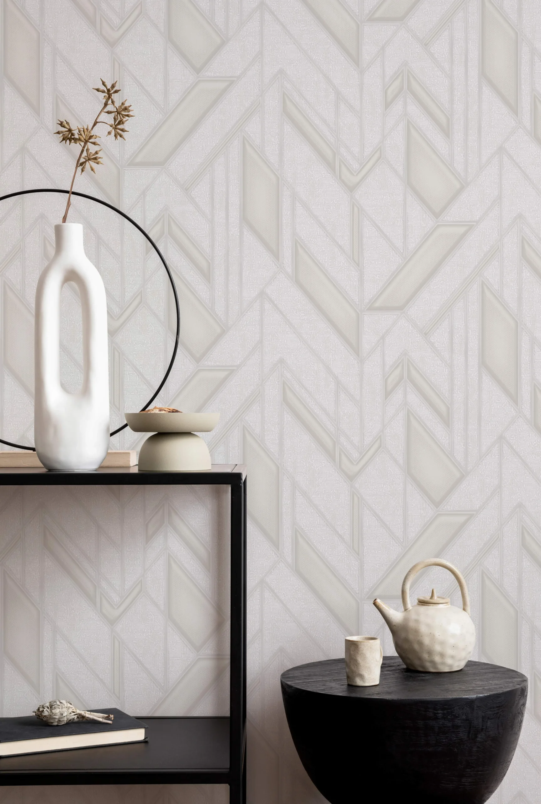 White Embossed Wallpaper – Glittering Calm (24113-1)